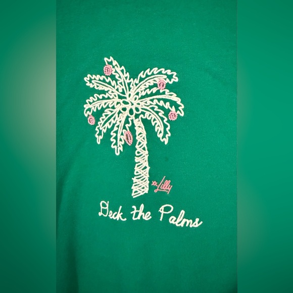 Lilly Pulitzer Green Sweatshirt with Palm Tree Design - Picture 4 of 10
